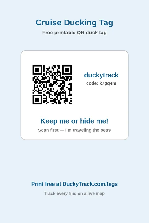 Keep or hide me printable QR duck tag template for cruise ducking