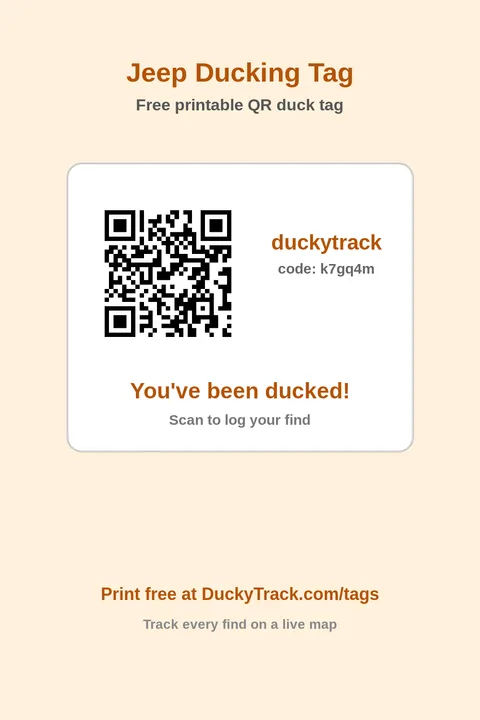 You have been ducked printable QR tag template for Jeep ducking