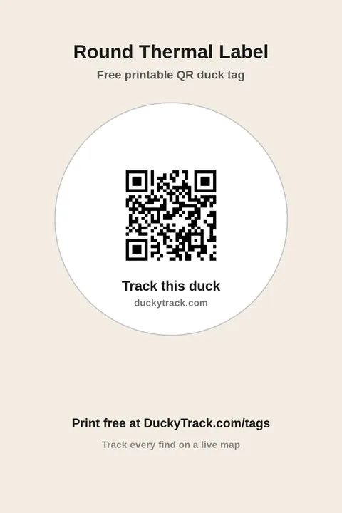 Round thermal label QR duck tag template